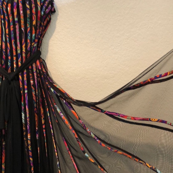 BoHo-Hippie Evening Dress, Psychedelic 60’s Print - Picture 4 of 9